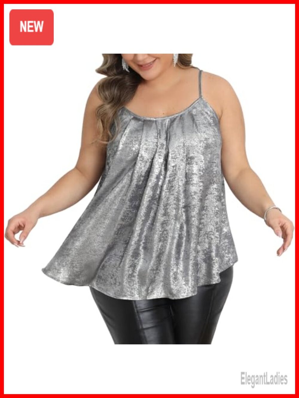 Women Sequin Spaghetti Strap Party Tank Top Sleeveless Sparkly Cami